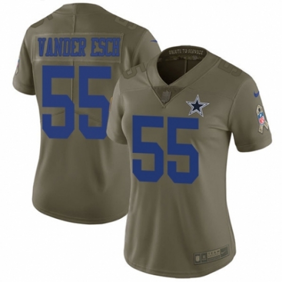 Women's Nike Dallas Cowboys #55 Leighton Vander Esch Limited Olive 2017 Salute to Service NFL Jersey Women's Nike Dallas Cowboys #55 Leighton Vander Esch Limited Olive 2017 Salute to Service NFL Jersey