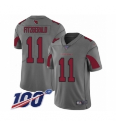 Men's Arizona Cardinals #11 Larry Fitzgerald Limited Silver Inverted Legend 100th Season Football Jersey
