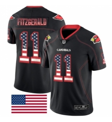 Men's Nike Arizona Cardinals #11 Larry Fitzgerald Limited Black Rush USA Flag NFL Jersey