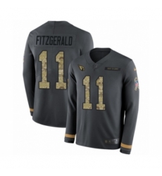 Men's Nike Arizona Cardinals #11 Larry Fitzgerald Limited Black Salute to Service Therma Long Sleeve NFL Jersey