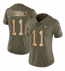 Women's Nike Arizona Cardinals #11 Larry Fitzgerald Limited Olive/Gold 2017 Salute to Service NFL Jersey