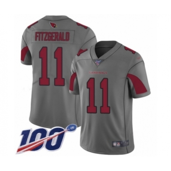 Youth Arizona Cardinals #11 Larry Fitzgerald Limited Silver Inverted Legend 100th Season Football Jersey Youth Arizona Cardinals #11 Larry Fitzgerald Limited Silver Inverted Legend 100th Season Football Jersey