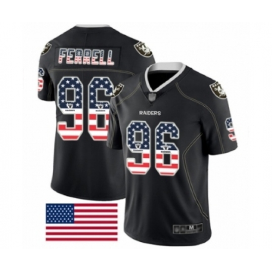 Men's Oakland Raiders #96 Clelin Ferrell Black USA Flag Fashion Limited Football Jersey Men's Oakland Raiders #96 Clelin Ferrell Black USA Flag Fashion Limited Football Jersey