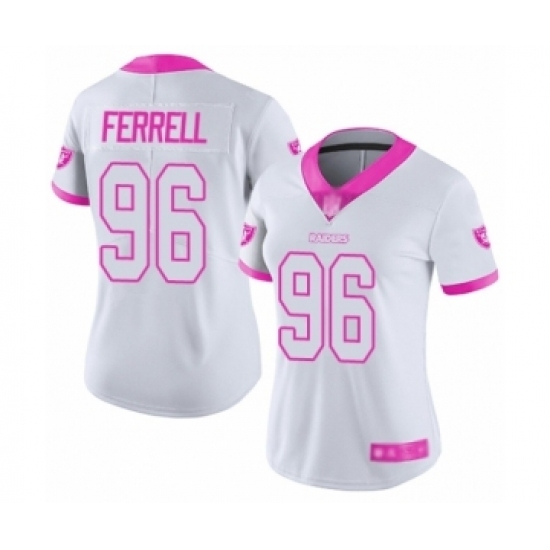 Women's Oakland Raiders #96 Clelin Ferrell Limited White Pink Rush Fashion Football Jersey Women's Oakland Raiders #96 Clelin Ferrell Limited White Pink Rush Fashion Football Jersey