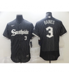 Men's Chicago White Sox #3 Harold Baines Replica Black Alternate Home Jersey