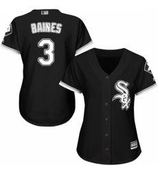 Women's Majestic Chicago White Sox #3 Harold Baines Replica Black Alternate Home Cool Base MLB Jersey