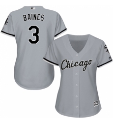 Women's Majestic Chicago White Sox #3 Harold Baines Replica Grey Road Cool Base MLB Jersey