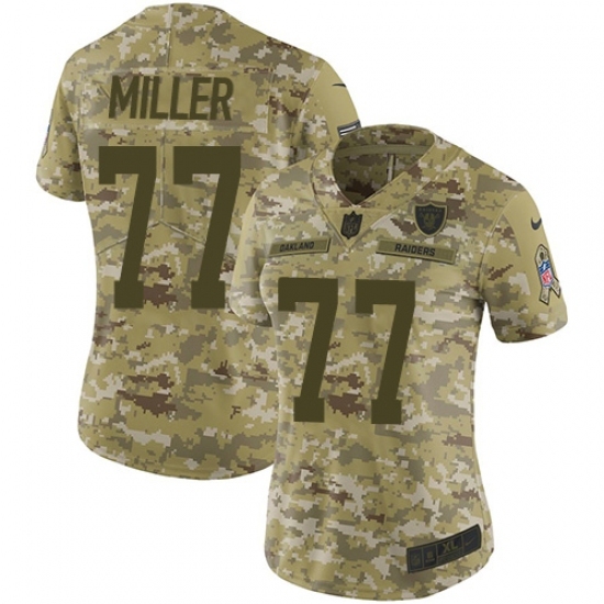Women's Nike Oakland Raiders #77 Kolton Miller Limited Camo 2018 Salute to Service NFL Jersey Women's Nike Oakland Raiders #77 Kolton Miller Limited Camo 2018 Salute to Service NFL Jersey