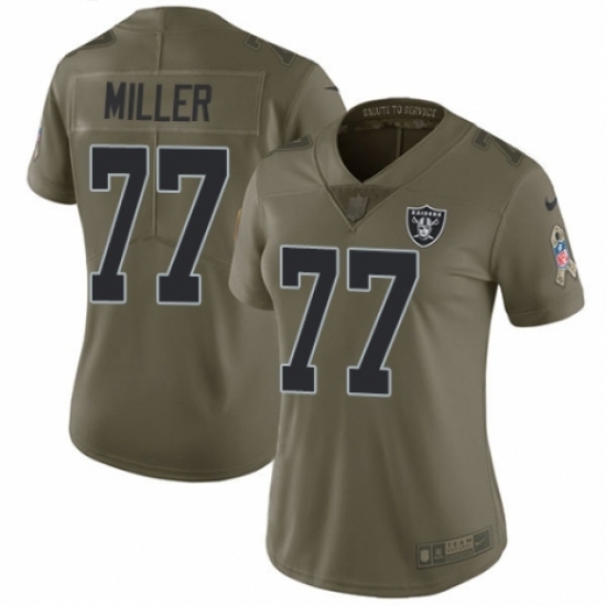 Women's Nike Oakland Raiders #77 Kolton Miller Limited Olive 2017 Salute to Service NFL Jersey Women's Nike Oakland Raiders #77 Kolton Miller Limited Olive 2017 Salute to Service NFL Jersey