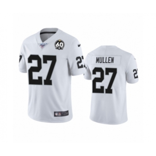 Men's Oakland Raiders #27 Trayvon Mullen White 60th Anniversary Vapor Untouchable Limited Player 100th Season Football Jersey Men's Oakland Raiders #27 Trayvon Mullen White 60th Anniversary Vapor Untouchable Limited Player 100th Season Football Jersey