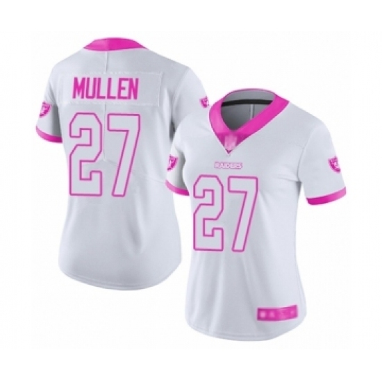 Women's Oakland Raiders #27 Trayvon Mullen Limited White Pink Rush Fashion Football Jersey Women's Oakland Raiders #27 Trayvon Mullen Limited White Pink Rush Fashion Football Jersey