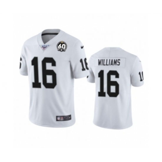 Men's Oakland Raiders #16 Tyrell Williams White 60th Anniversary Vapor Untouchable Limited Player 100th Season Football Jersey Men's Oakland Raiders #16 Tyrell Williams White 60th Anniversary Vapor Untouchable Limited Player 100th Season Football Jersey