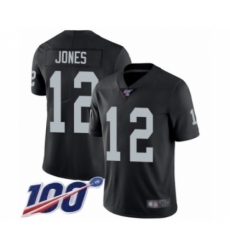 Men's Oakland Raiders #12 Zay Jones Black Team Color Vapor Untouchable Limited Player 100th Season Football Jersey