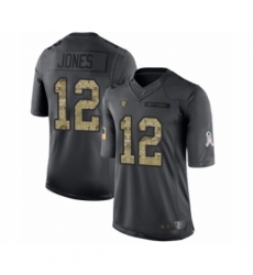 Men's Oakland Raiders #12 Zay Jones Limited Black 2016 Salute to Service Football Jersey