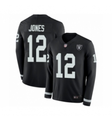 Men's Oakland Raiders #12 Zay Jones Limited Black Therma Long Sleeve Football Jersey