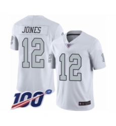 Men's Oakland Raiders #12 Zay Jones Limited White Rush Vapor Untouchable 100th Season Football Jersey