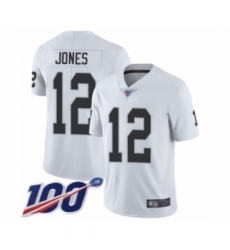 Men's Oakland Raiders #12 Zay Jones White Vapor Untouchable Limited Player 100th Season Football Jersey