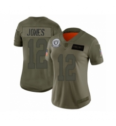 Women's Oakland Raiders #12 Zay Jones Limited Olive 2019 Salute to Service Football Jersey