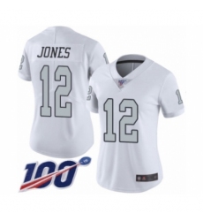 Women's Oakland Raiders #12 Zay Jones Limited White Rush Vapor Untouchable 100th Season Football Jersey