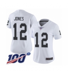Women's Oakland Raiders #12 Zay Jones White Vapor Untouchable Limited Player 100th Season Football Jersey