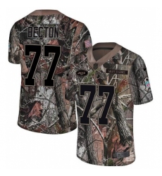 Men's New York Jets #77 Mekhi Becton Camo Stitched Limited Rush Realtree Jersey