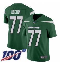 Men's New York Jets #77 Mekhi Becton Green Team Color Stitched 100th Season Vapor Untouchable Limited Jersey