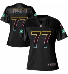 Women's New York Jets #77 Mekhi Becton Black Fashion Game Jersey