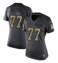 Women's New York Jets #77 Mekhi Becton Black Stitched Limited 2016 Salute to Service Jersey