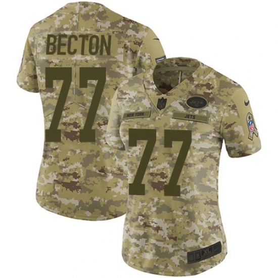 Women's New York Jets #77 Mekhi Becton Camo Stitched Limited 2018 Salute To Service Jersey Women's New York Jets #77 Mekhi Becton Camo Stitched Limited 2018 Salute To Service Jersey