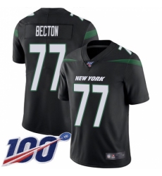 Youth New York Jets #77 Mekhi Becton Black Alternate Stitched 100th Season Vapor Untouchable Limited Jersey