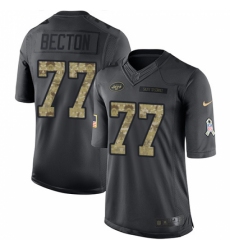 Youth New York Jets #77 Mekhi Becton Black Stitched Limited 2016 Salute to Service Jersey