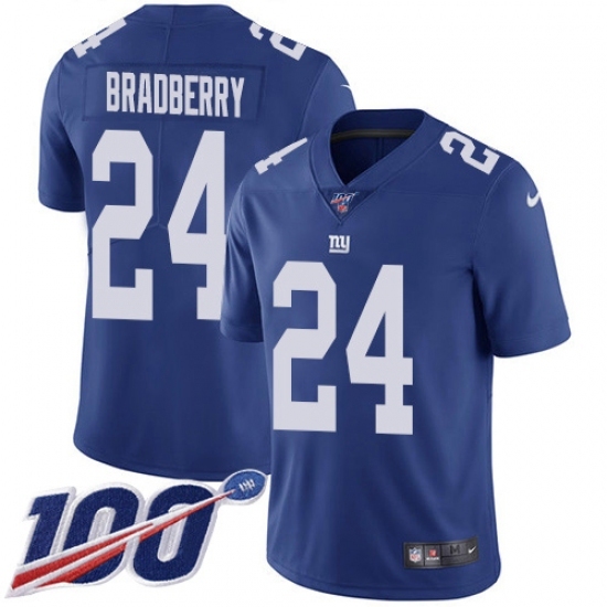 Nike New York Giants #24 James Bradberry Royal Blue Team Color Men's Stitched NFL 100th Season Vapor Untouchable Limited Jersey Nike New York Giants #24 James Bradberry Royal Blue Team Color Men's Stitched NFL 100th Season Vapor Untouchable Limited Jersey