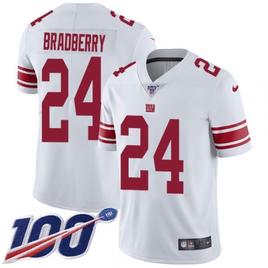 Nike New York Giants #24 James Bradberry White Men's Stitched NFL 100th Season Vapor Untouchable Limited Jersey Nike New York Giants #24 James Bradberry White Men's Stitched NFL 100th Season Vapor Untouchable Limited Jersey