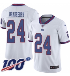 Nike New York Giants #24 James Bradberry White Men's Stitched NFL Limited Rush 100th Season Jersey
