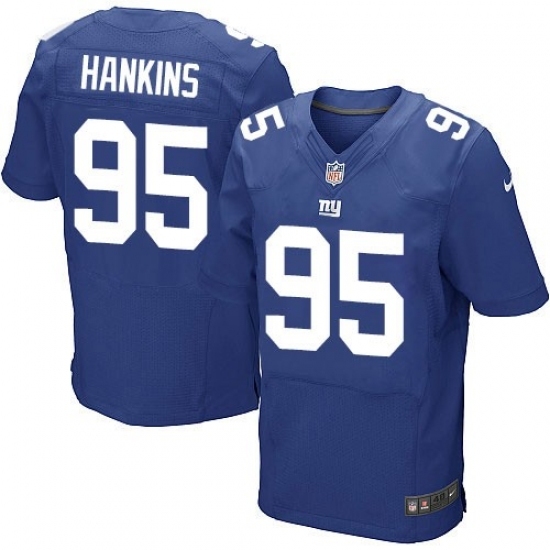Men's Nike New York Giants #95 Johnathan Hankins Elite Royal Blue Jersey Men's Nike New York Giants #95 Johnathan Hankins Elite Royal Blue Jersey