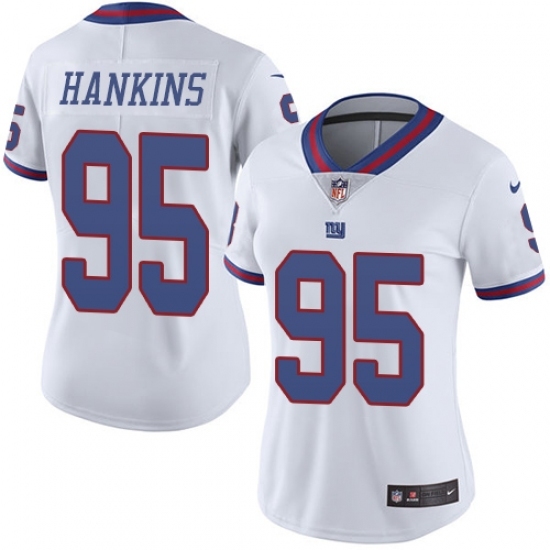 Women's New York Giants #95 Johnathan Hankins Limited White Rush NFL Jersey Women's New York Giants #95 Johnathan Hankins Limited White Rush NFL Jersey
