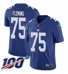 Nike New York Giants #75 Cameron Fleming Royal Blue Team Color Men's Stitched NFL 100th Season Vapor Untouchable Limited Jersey