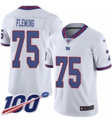 Nike New York Giants #75 Cameron Fleming White Men's Stitched NFL Limited Rush 100th Season Jersey