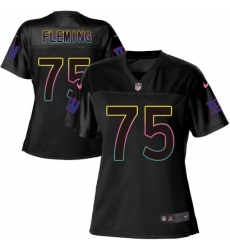 Women's New York Giants #75 Cameron Fleming Black Fashion Game Jersey