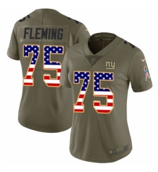 Women's New York Giants #75 Cameron Fleming Olive USA Flag Stitched Limited 2017 Salute To Service Jersey