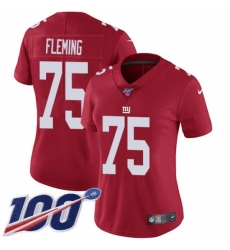 Women's New York Giants #75 Cameron Fleming Red Alternate Stitched 100th Season Vapor Untouchable Limited Jersey