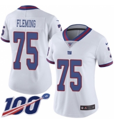 Women's New York Giants #75 Cameron Fleming White Stitched Limited Rush 100th Season Jersey