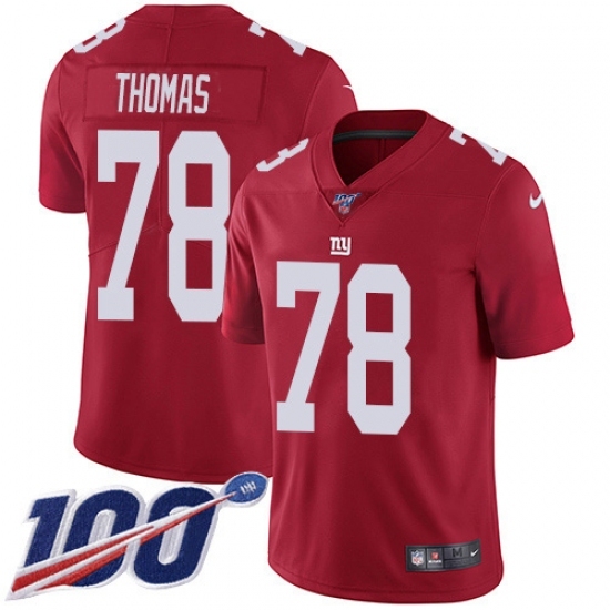 Men's New York Giants #78 Andrew Thomas Red Alternate Stitched NFL 100th Season Vapor Untouchable Limited Jersey Men's New York Giants #78 Andrew Thomas Red Alternate Stitched NFL 100th Season Vapor Untouchable Limited Jersey