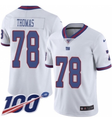 Men's New York Giants #78 Andrew Thomas White Stitched NFL Limited Rush 100th Season Jersey