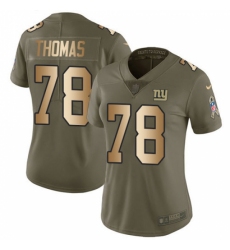 Women's New York Giants #78 Andrew Thomas Olive Gold Stitched NFL Limited 2017 Salute To Service Jersey