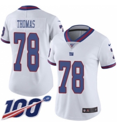Women's New York Giants #78 Andrew Thomas White Stitched NFL Limited Rush 100th Season Jersey Women's New York Giants #78 Andrew Thomas White Stitched NFL Limited Rush 100th Season Jersey