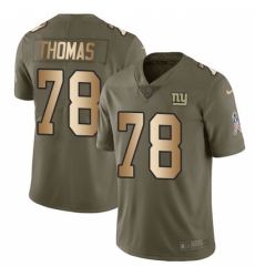 Youth New York Giants #78 Andrew Thomas Olive Gold Stitched NFL Limited 2017 Salute To Service Jersey
