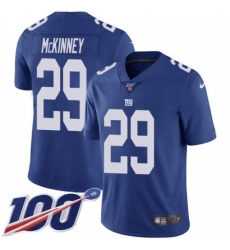 Men's New York Giants #29 Xavier McKinney Royal Blue Team Color Stitched 100th Season Vapor Untouchable Limited Jersey