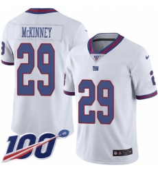 Men's New York Giants #29 Xavier McKinney White Stitched Limited Rush 100th Season Jersey