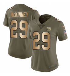 Women's New York Giants #29 Xavier McKinney Olive Gold Stitched Limited 2017 Salute To Service Jersey